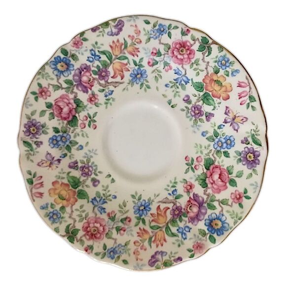 Crown Staffordshire Springtime Tea Cup‎ Saucer Floral Fine Bone China England - Picture 7 of 16